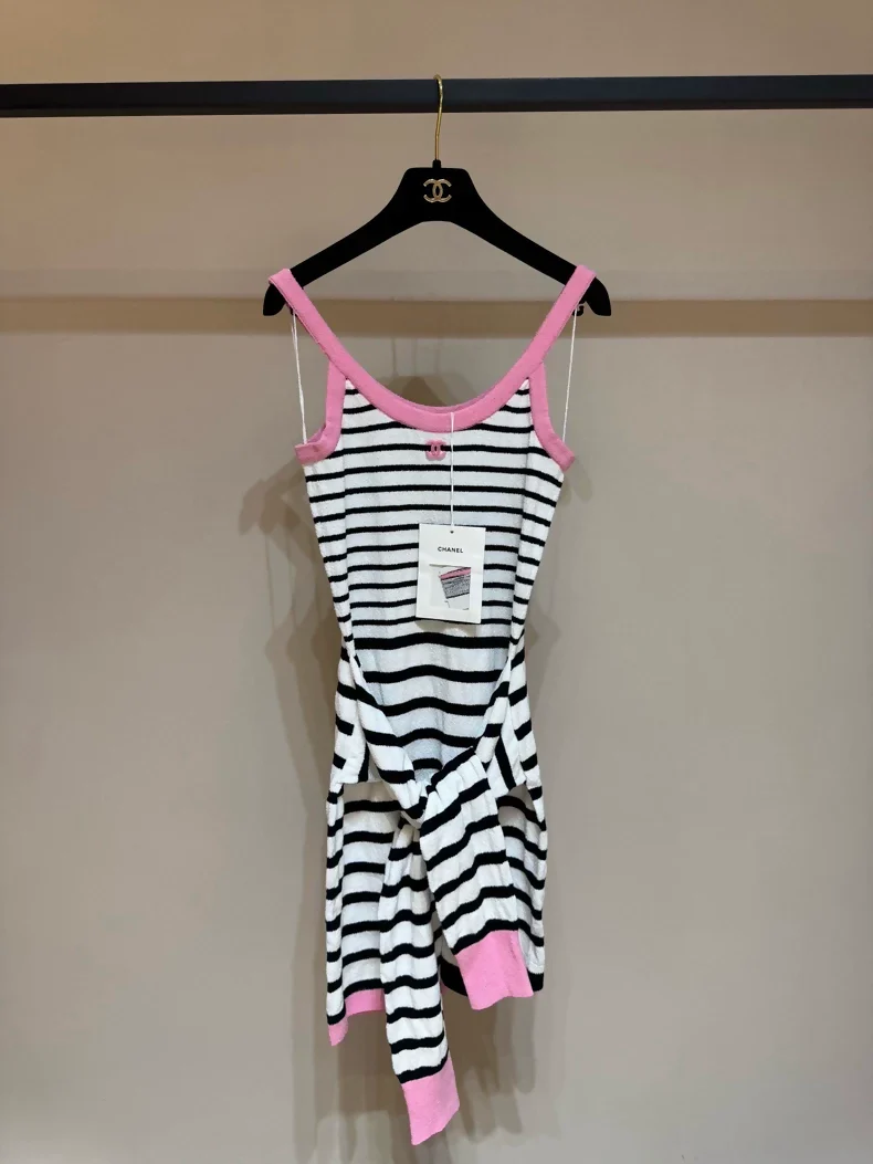 Chanel 24S pink striped dress