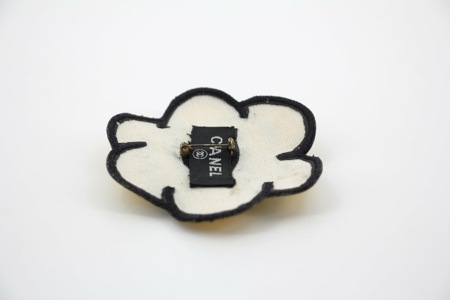 Chanel Vintage 95 Yellow Embroidered Camellia Brooch