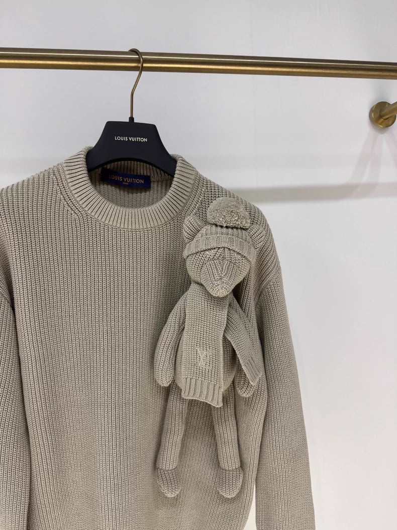 Louis Vuitton grey plush toy knit sweater