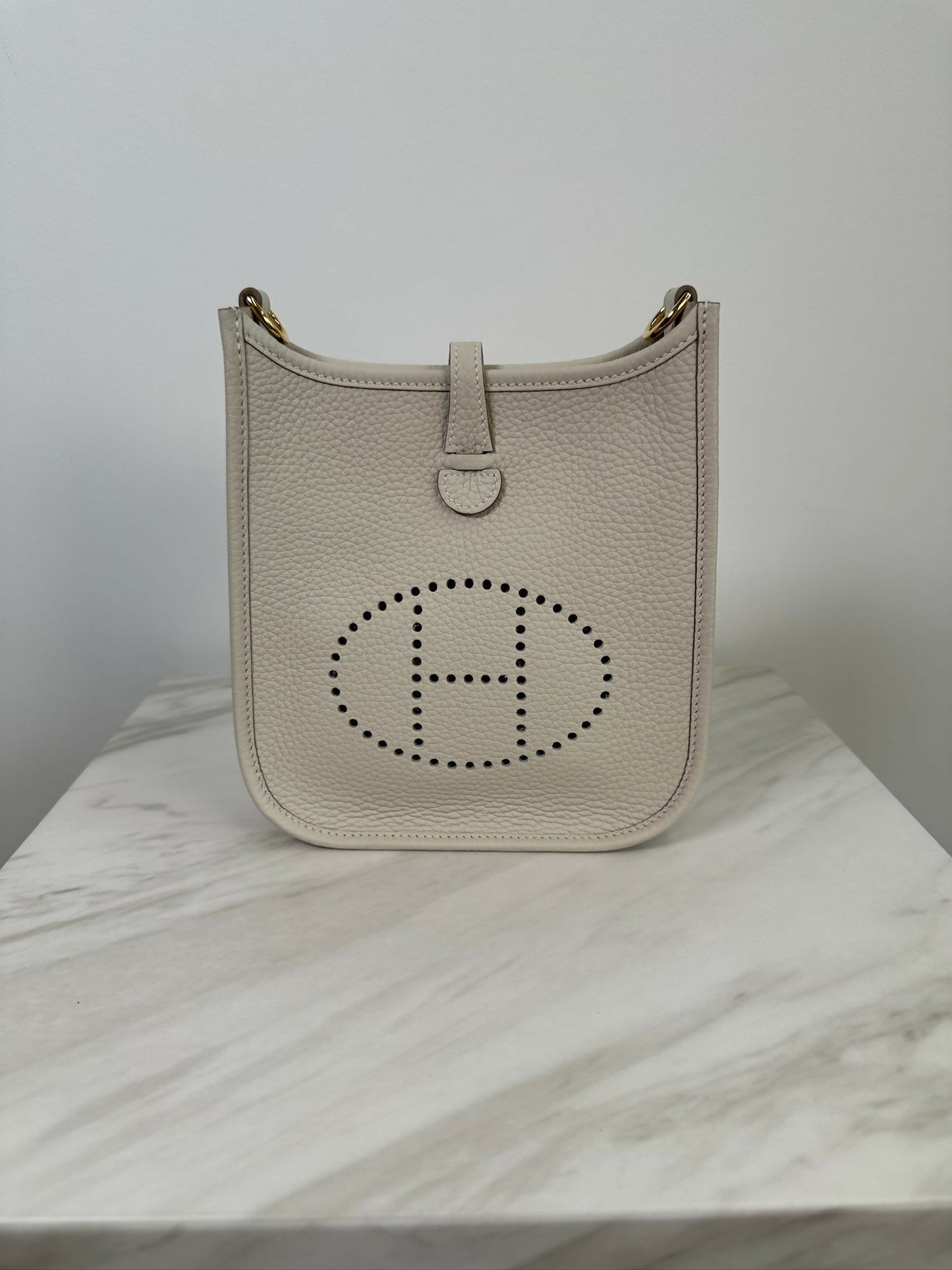 Hermes Mini Evelyne Clemence Craie GHW Stamp K 2025