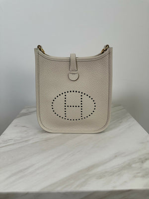 Hermes Mini Evelyne Clemence Craie GHW Stamp K 2025