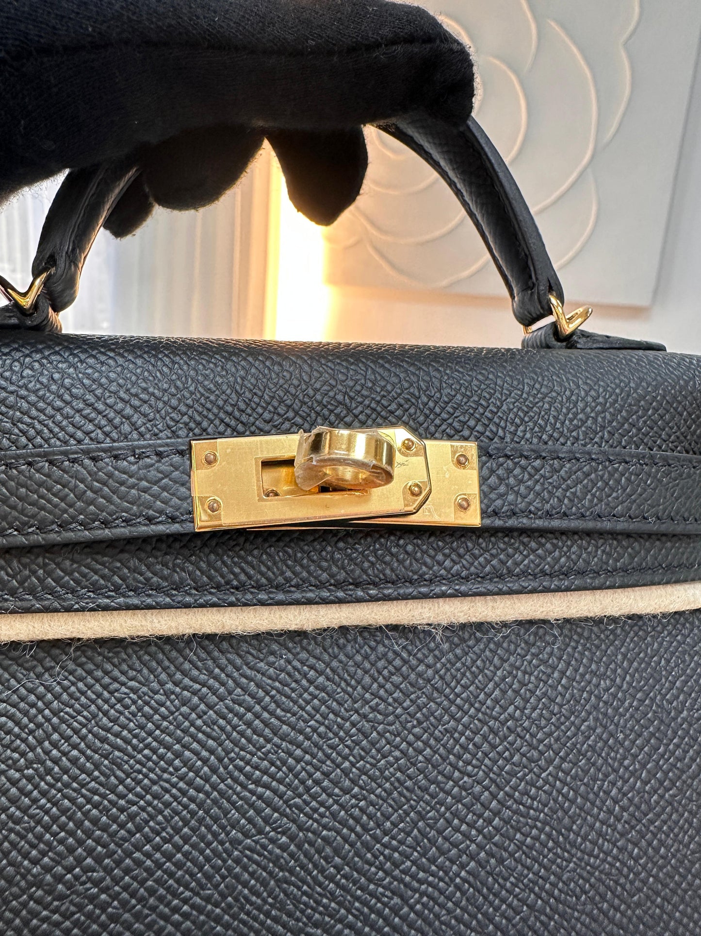 Hermès Kelly Black Epsom Mini Gold Hardware