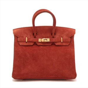 Hermes Birkin 25 Red Doblis Suede Gold Hardware Limited Edition