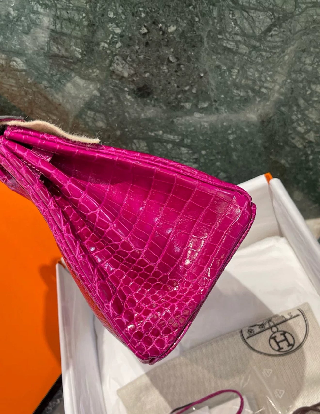 Hermes Birkin 25 Rose purple shiny　crocodile Leather palladium hardware