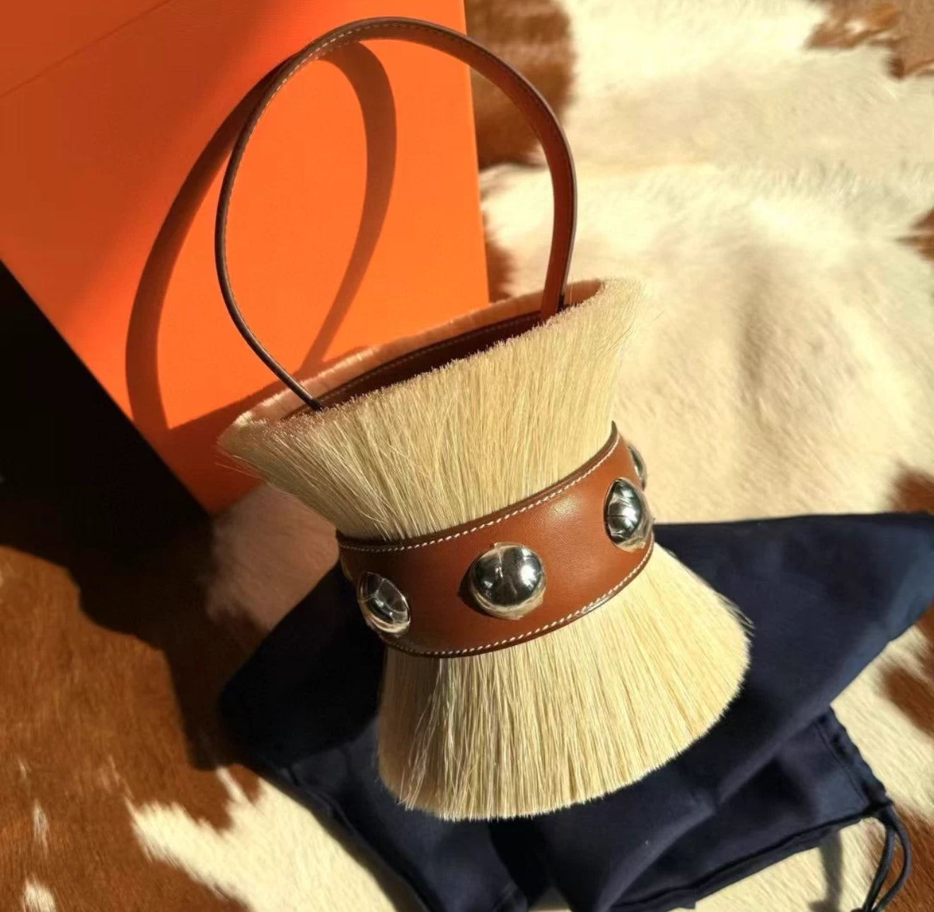Hermès Mini Medor Crin de Cheval Barenia Fauve