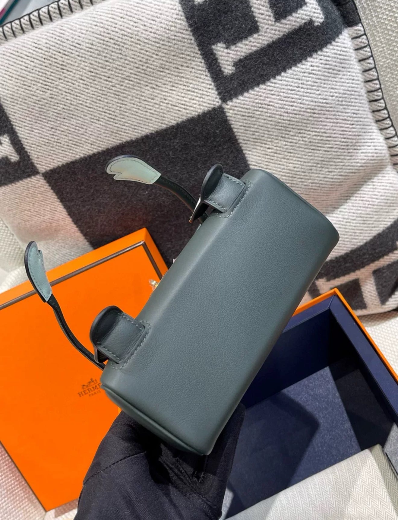 Hermès kelly doll Vert Fonce/Peppermint Swift Leather Palladium hardware Bag