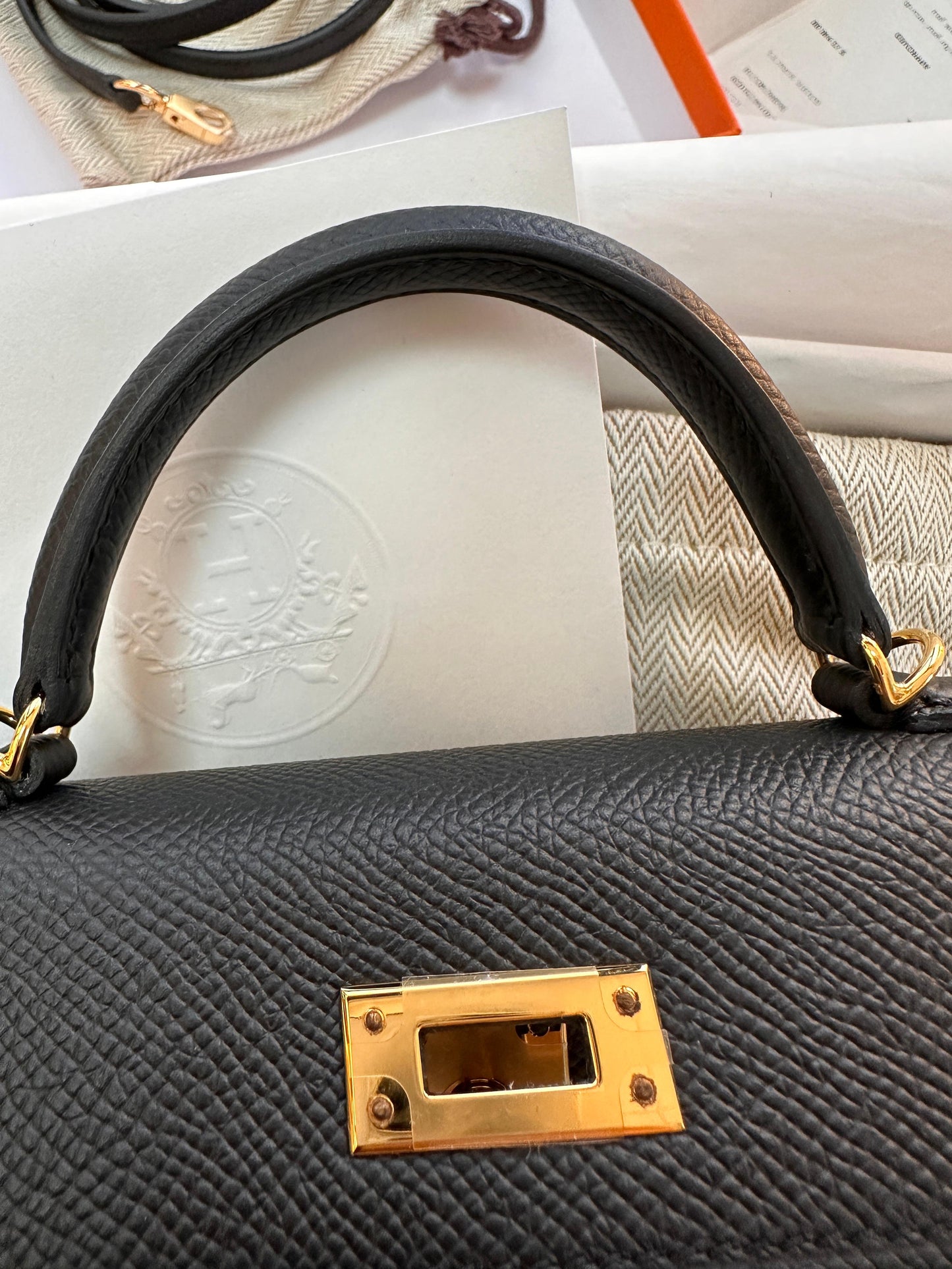 Hermès Kelly Black Epsom Mini Gold Hardware