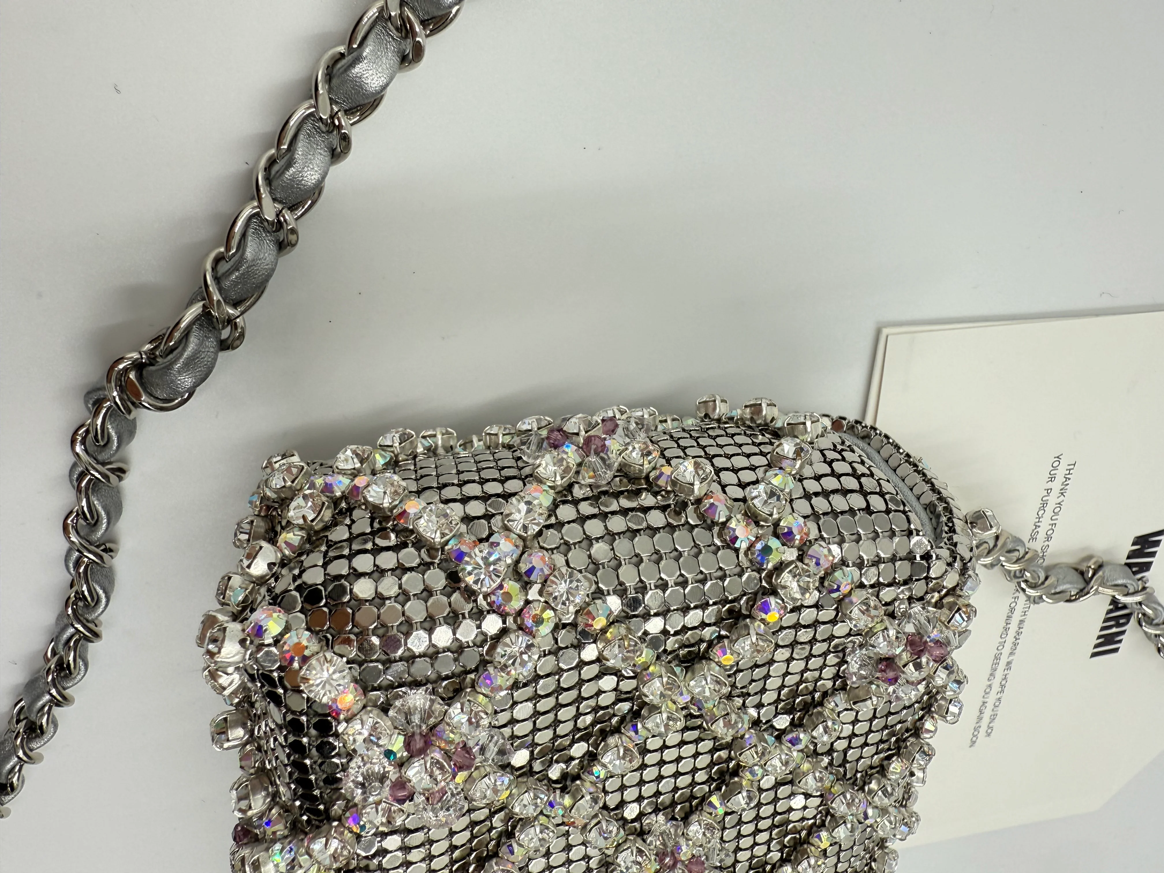 Chanel 22 diamond quilting silver-tone CC Mini Flap Bag