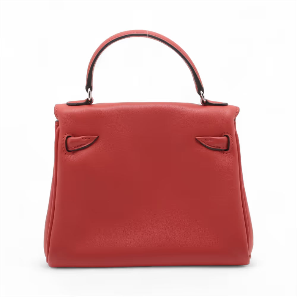 Hermes Kelly Doll Touch red swift leather  Rose Scheherazade alligator leather with palladium hardware