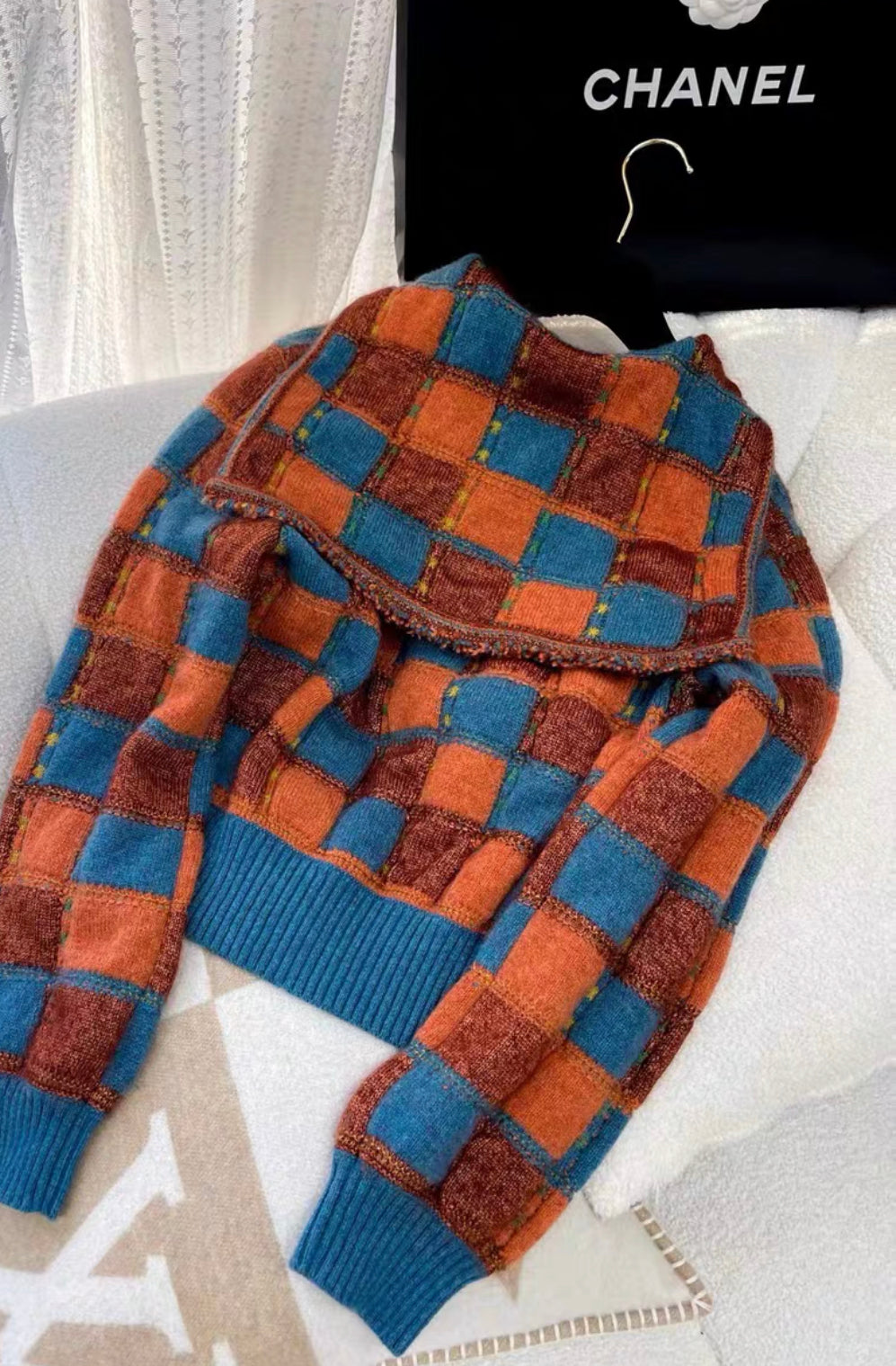 Chanel Paris-Salzburg 2015 Blue, Brown  orange knitted jacket size 36