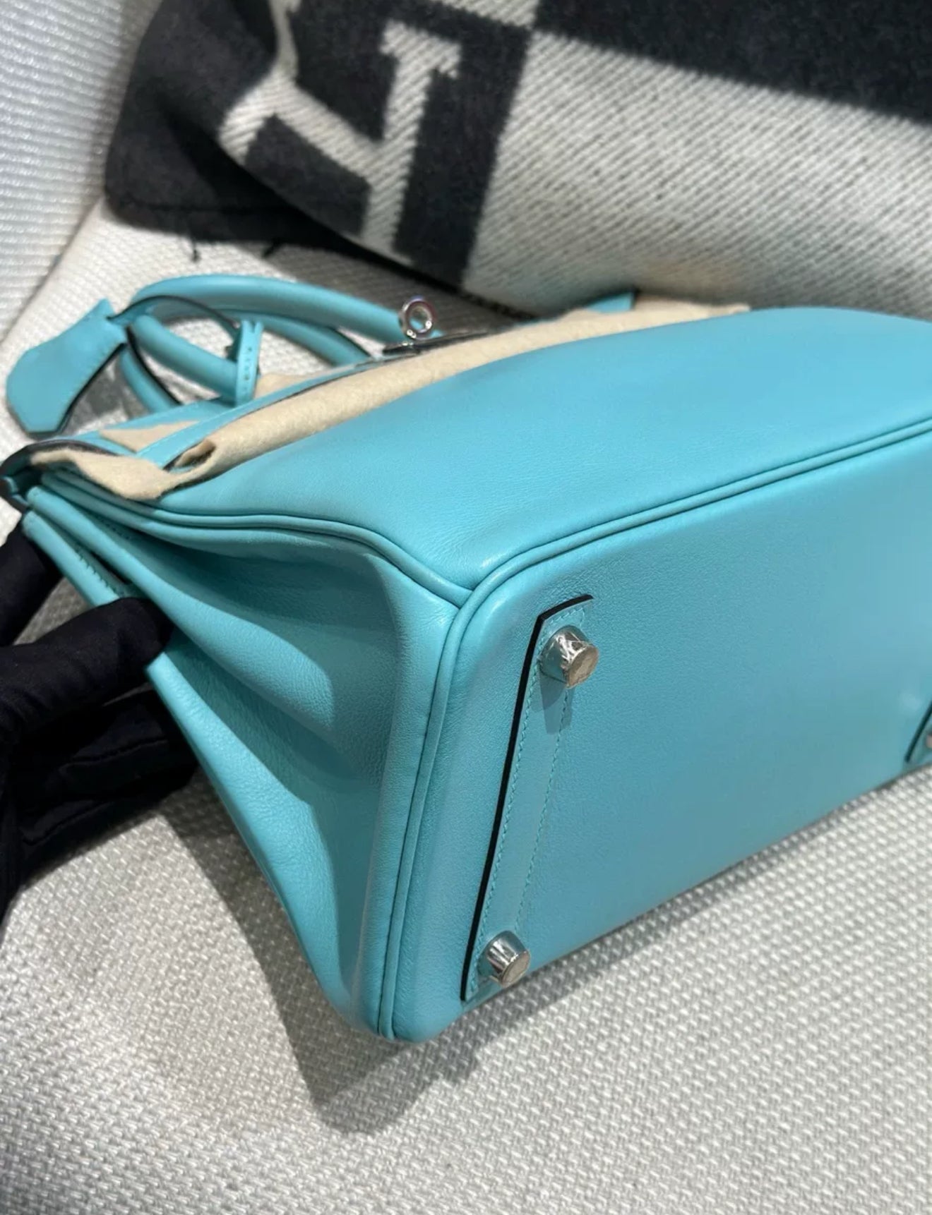 Hermes birkin 25 Bleu Atoll Swift leather Palladium Hardware