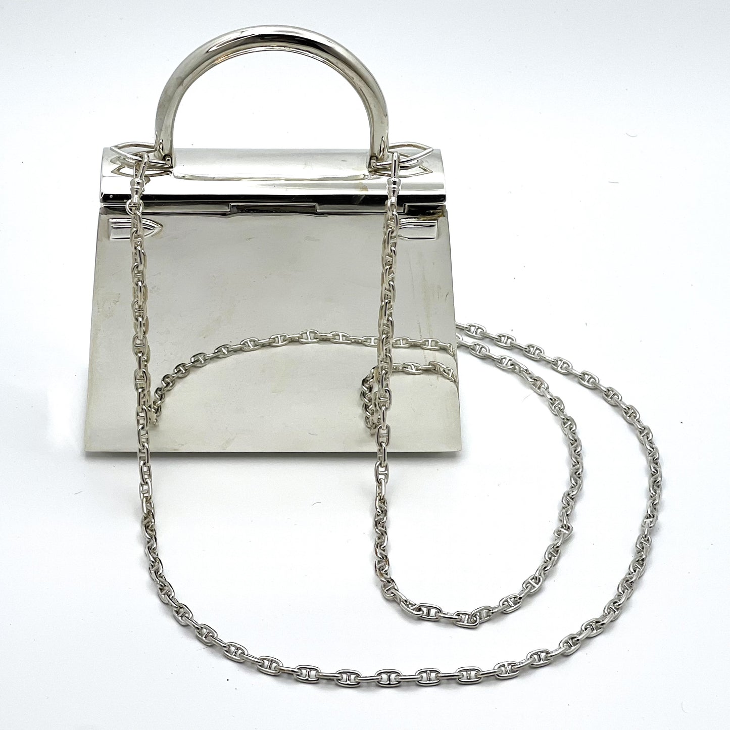 Ultra-Rare Hermes Kelly 15 Bag Sterling Silver Vintage Limited Edition Chaine D’Ancre Strap