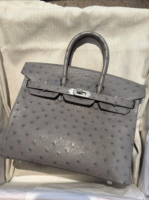 Hermes Birkin 25 Gris Meyer Ostrich Palladium hardware