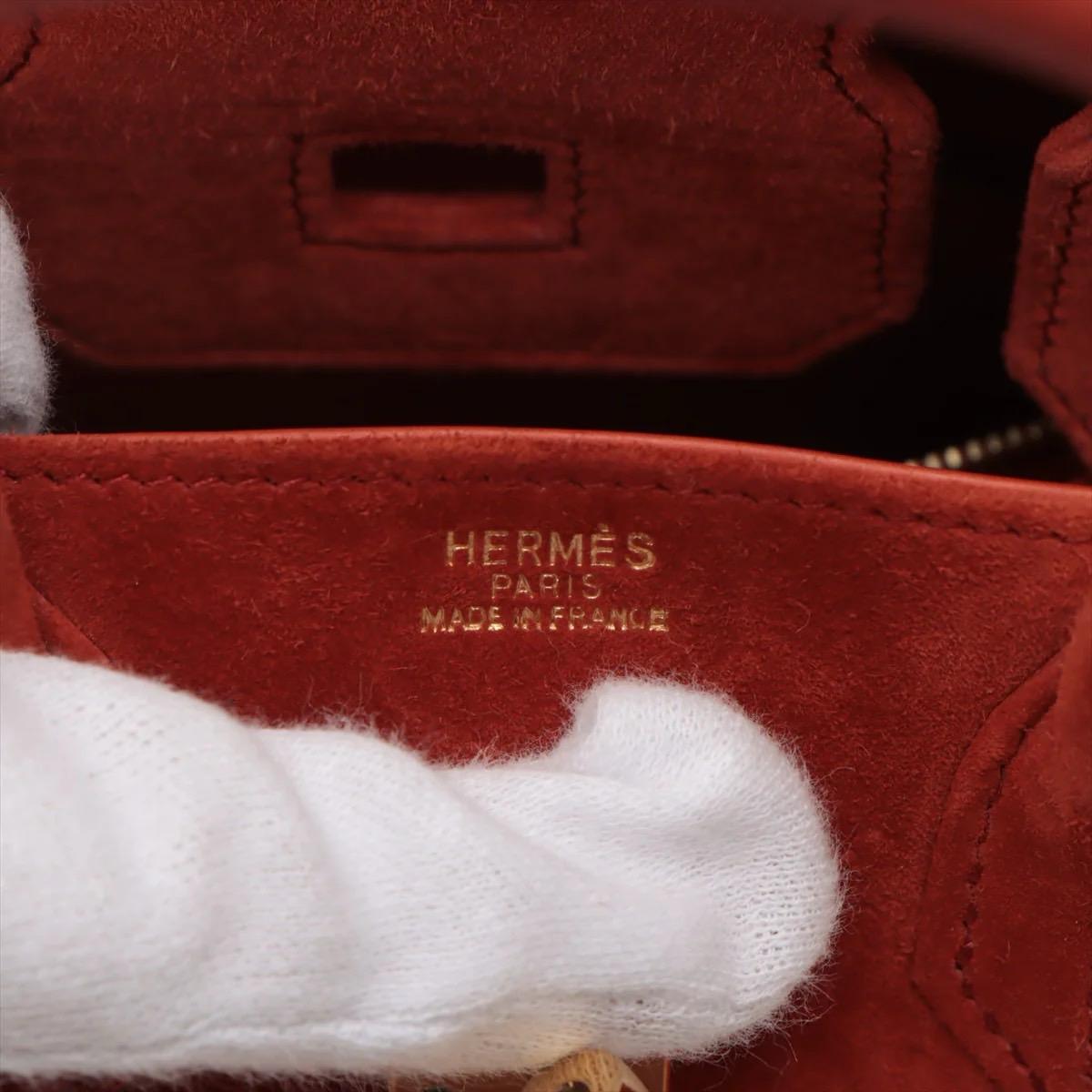 Hermes Birkin 25 Red Doblis Suede Gold Hardware Limited Edition