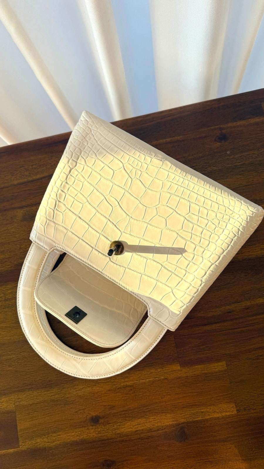 Chanel Vintage White Alligator Medium Kelly Black Hardware— Ultra-Rare House Exotic