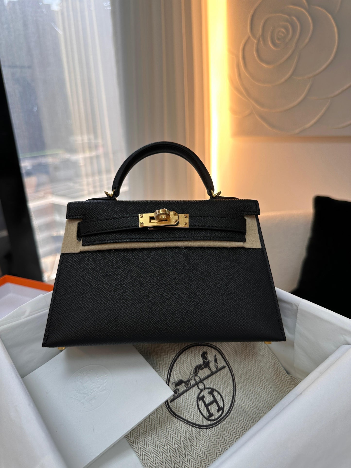 Hermès Kelly Black Epsom Mini Gold Hardware