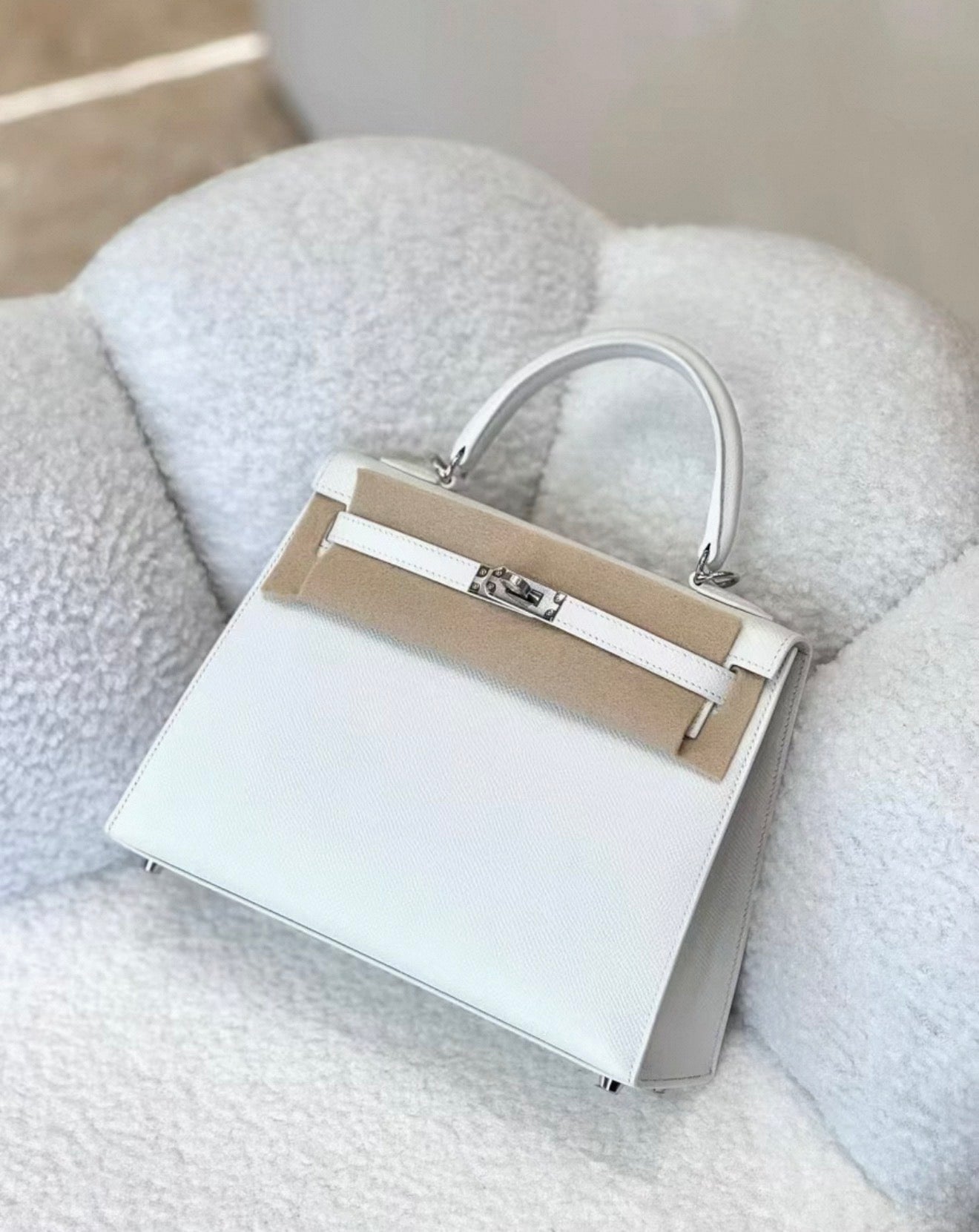 Hermès Kelly 25 01 Pure White Epsom leather palladium hardware