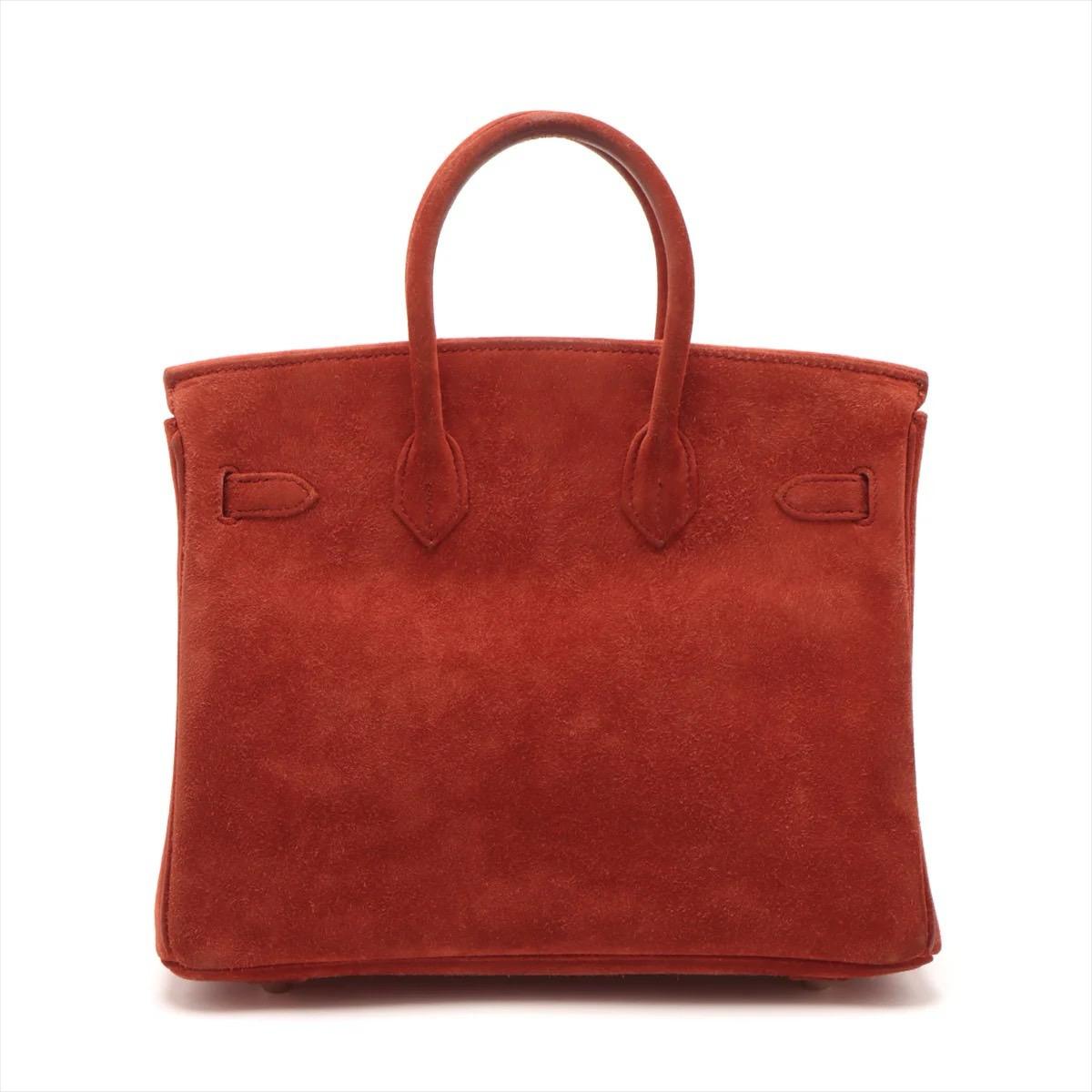 Hermes Birkin 25 Red Doblis Suede Gold Hardware Limited Edition