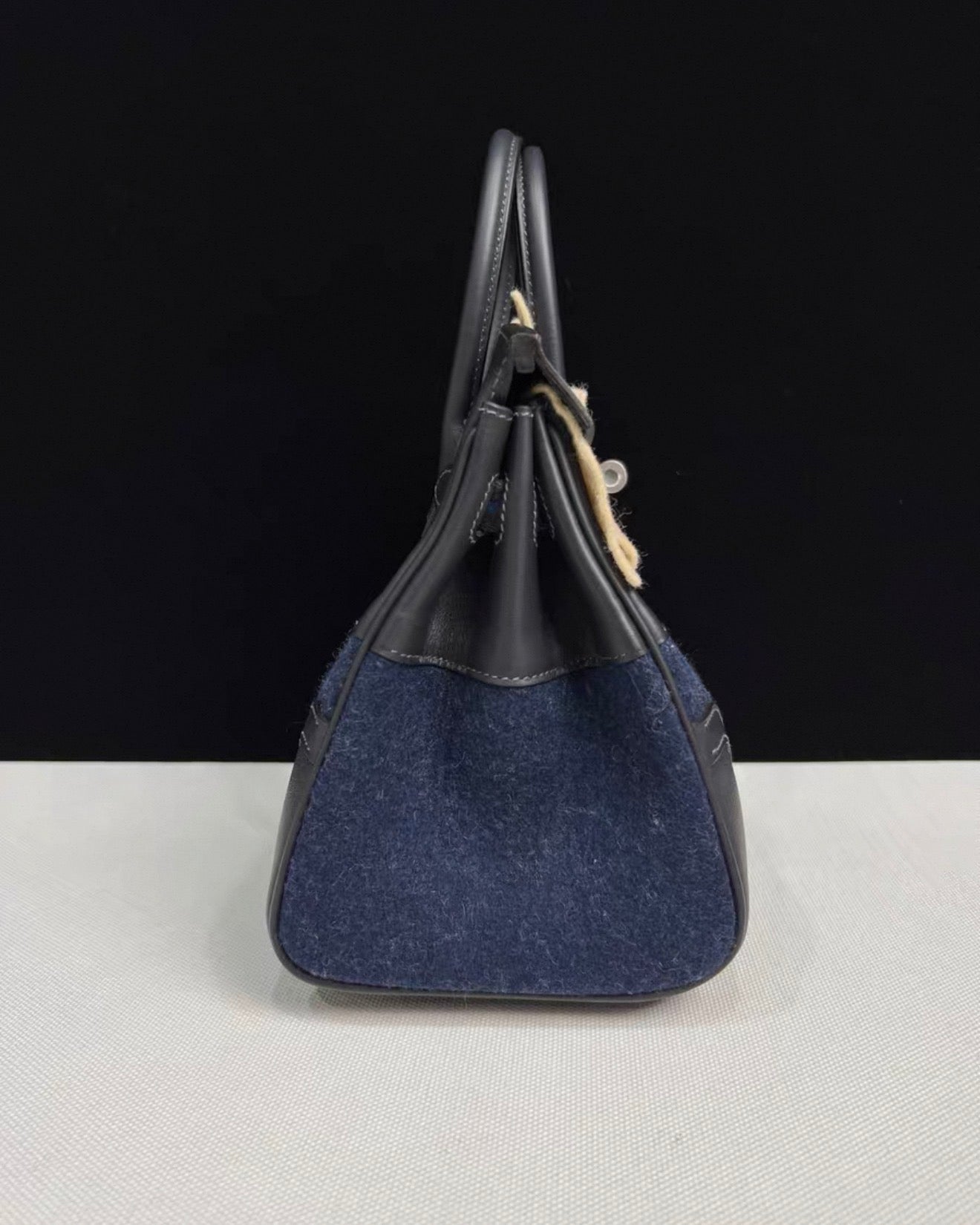 Hermès limited edition Birkin 25 Go Team Bleu Nuit and Caban Swift and Feutre with Palladium Hardware