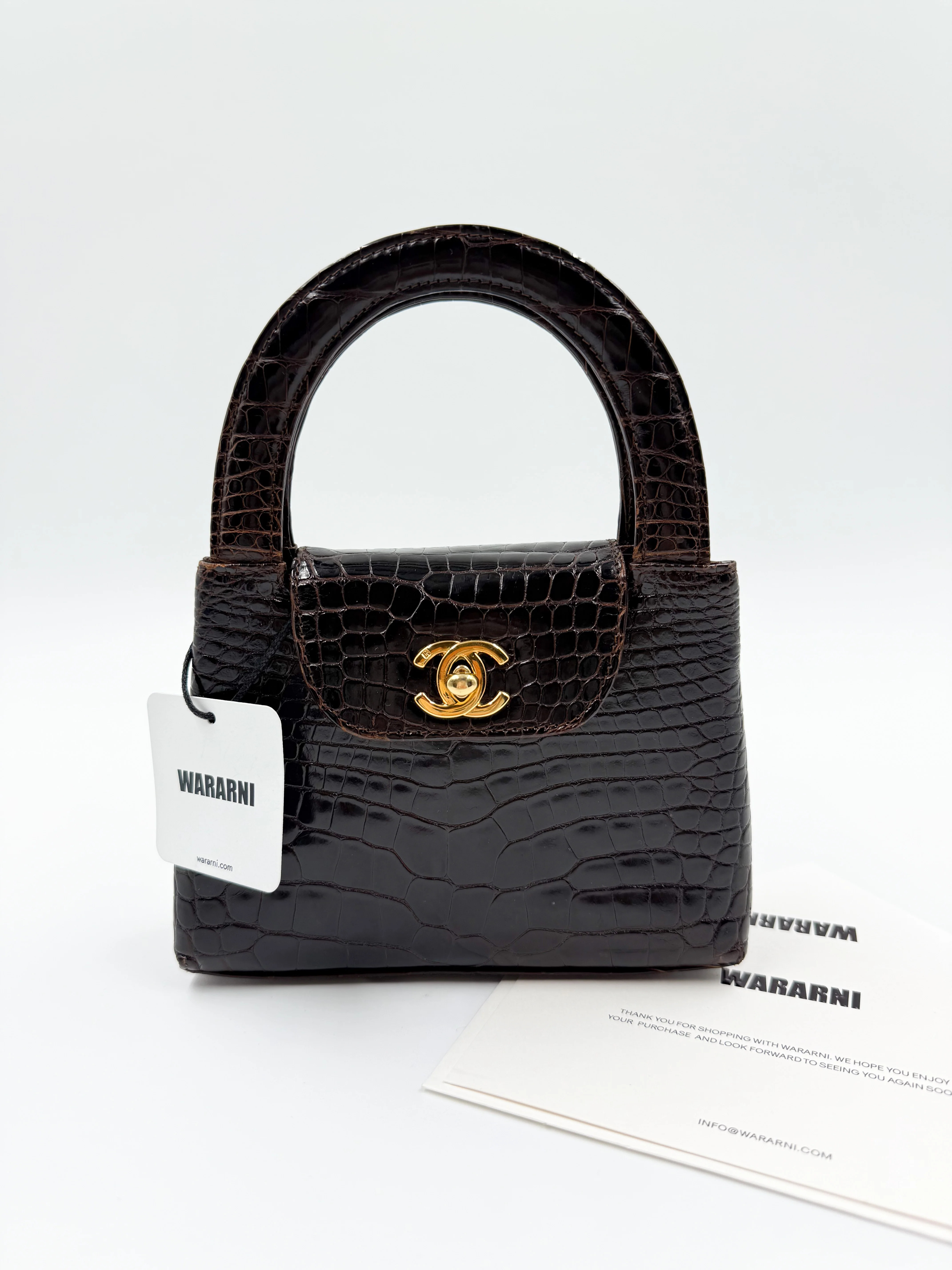 Chanel Vintage Brown Alligator Mini Kelly — Ultra-Rare House Exotic