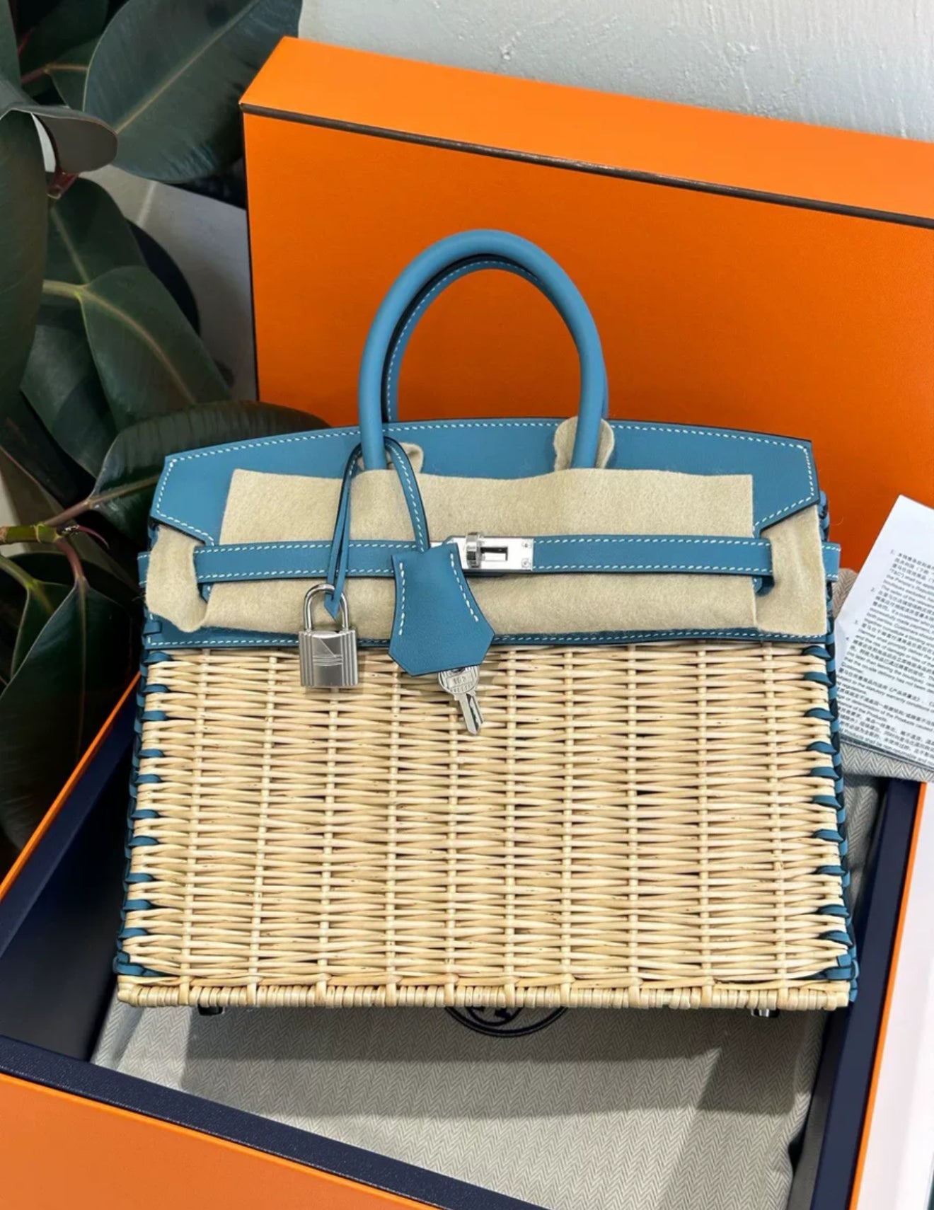 Limited Edition Hermes Birkin 25 Picnic Blue Jean Palladium Hardware