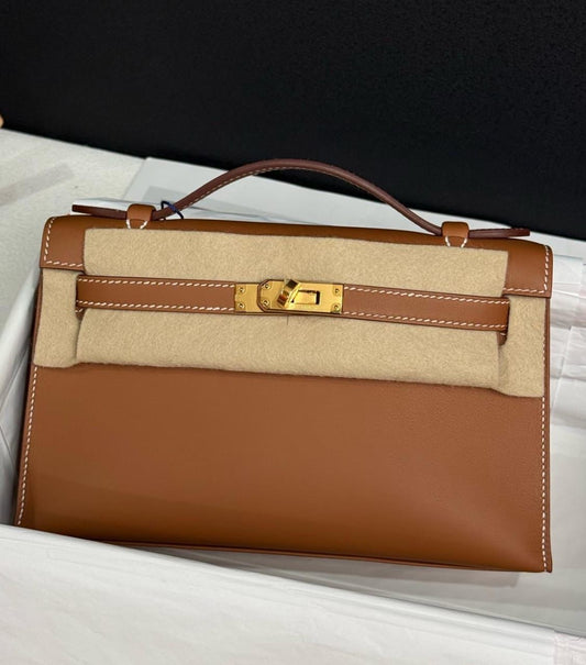 Hermes Kelly Pochette Gold Swift Gold hardware