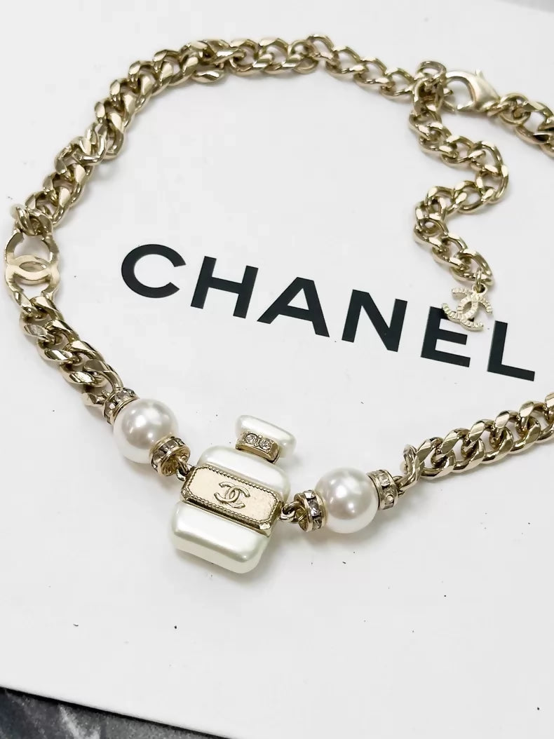 Chanel Spring/Summer 2022 Collection No. 5 white perfume bottle choker necklace