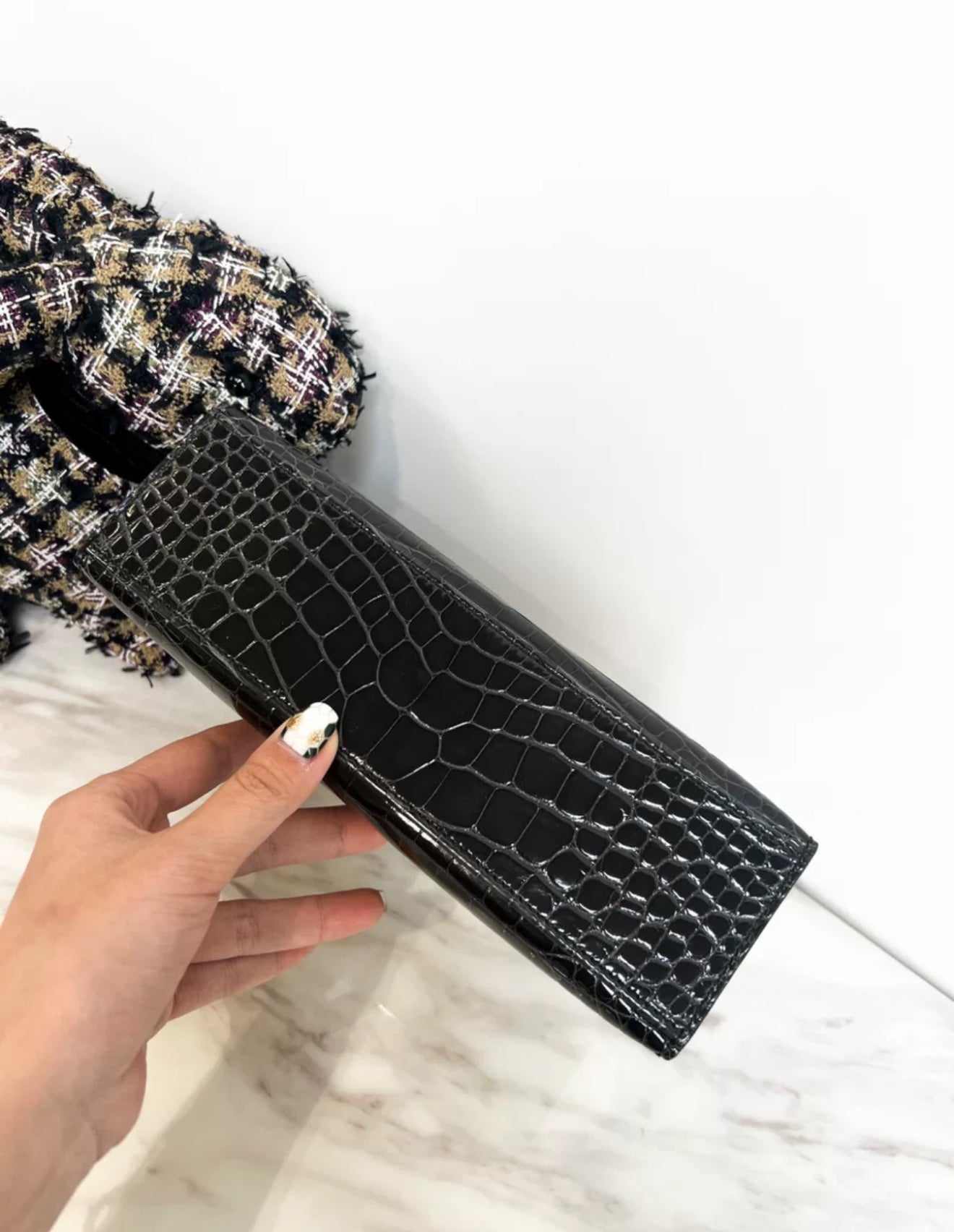 Hermès Kelly Pochette Black Shiny Alligator Gold Hardware