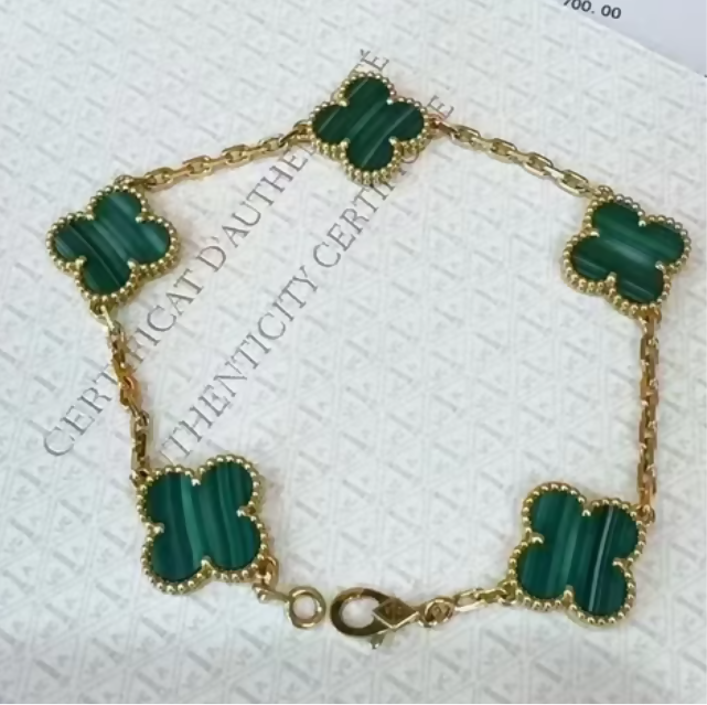 Van Cleef  Arpels Vintage Alhambra Bracelet – 18K Gold with Malachite