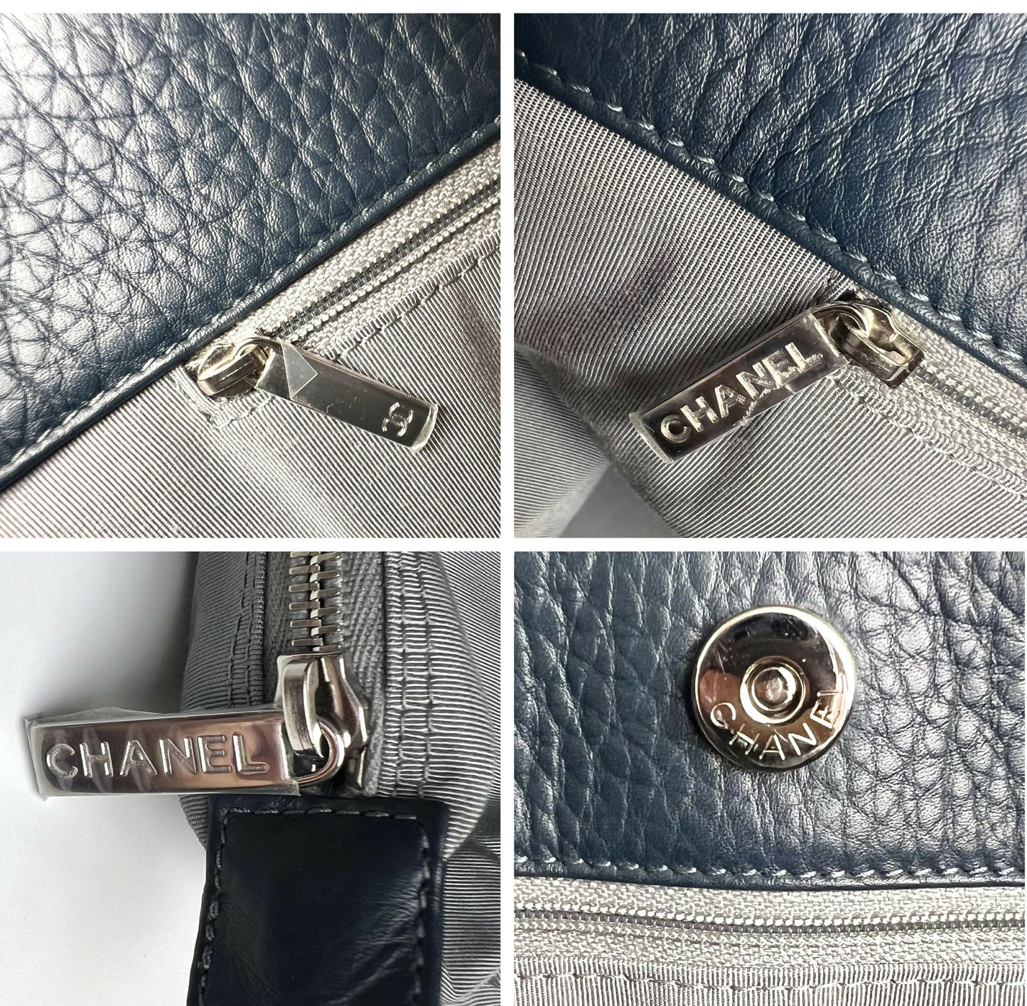 Chanel Navy Blue Caviar Leather Cerf Executive Shopper Classic Tote Bag SHW
