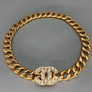 Rare Chanel 1995  Crystal CC Chunky Chain Belt
