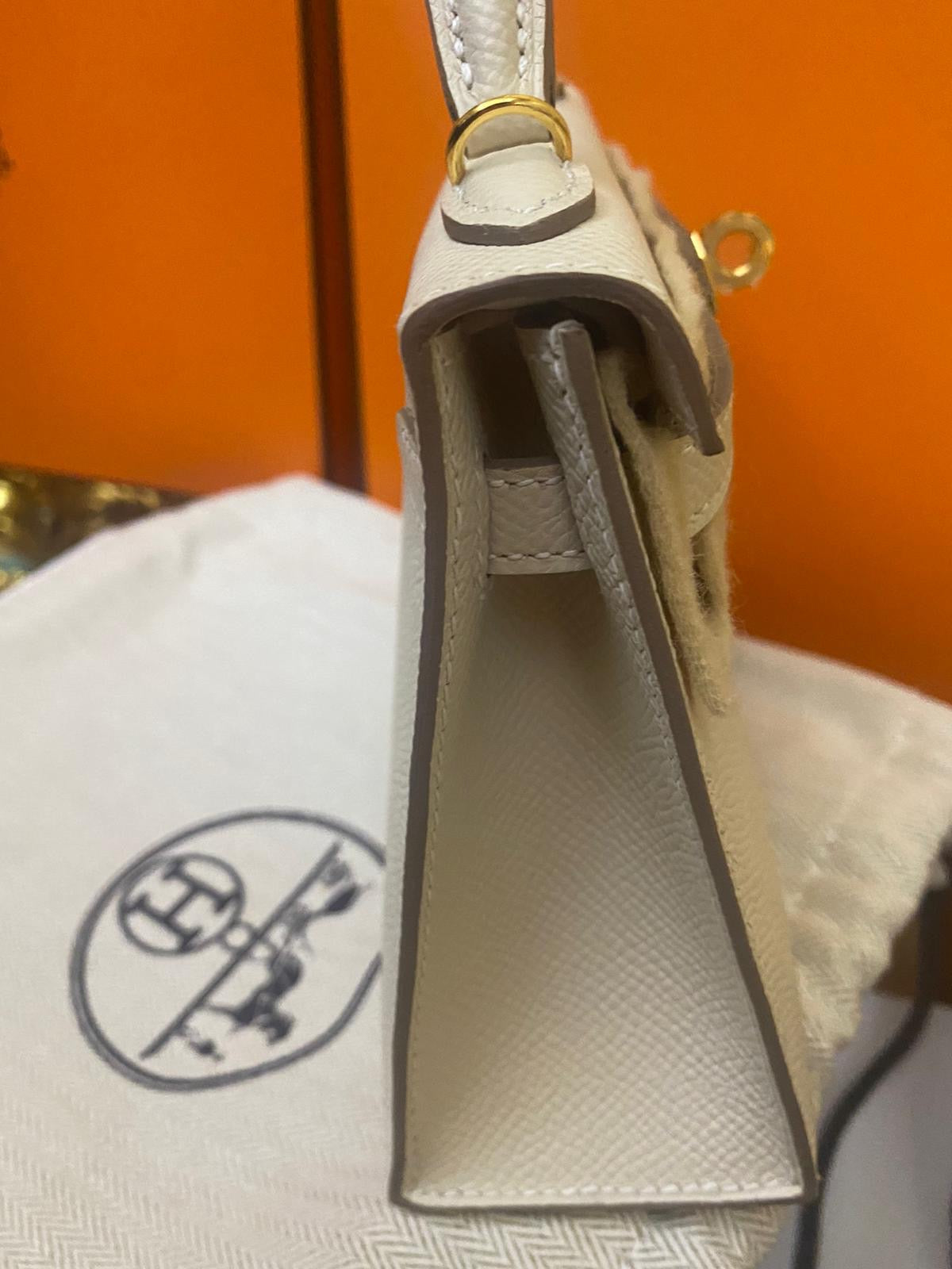 Hermes Mini Kelly Sellier Craie Epsom leather Gold hardware