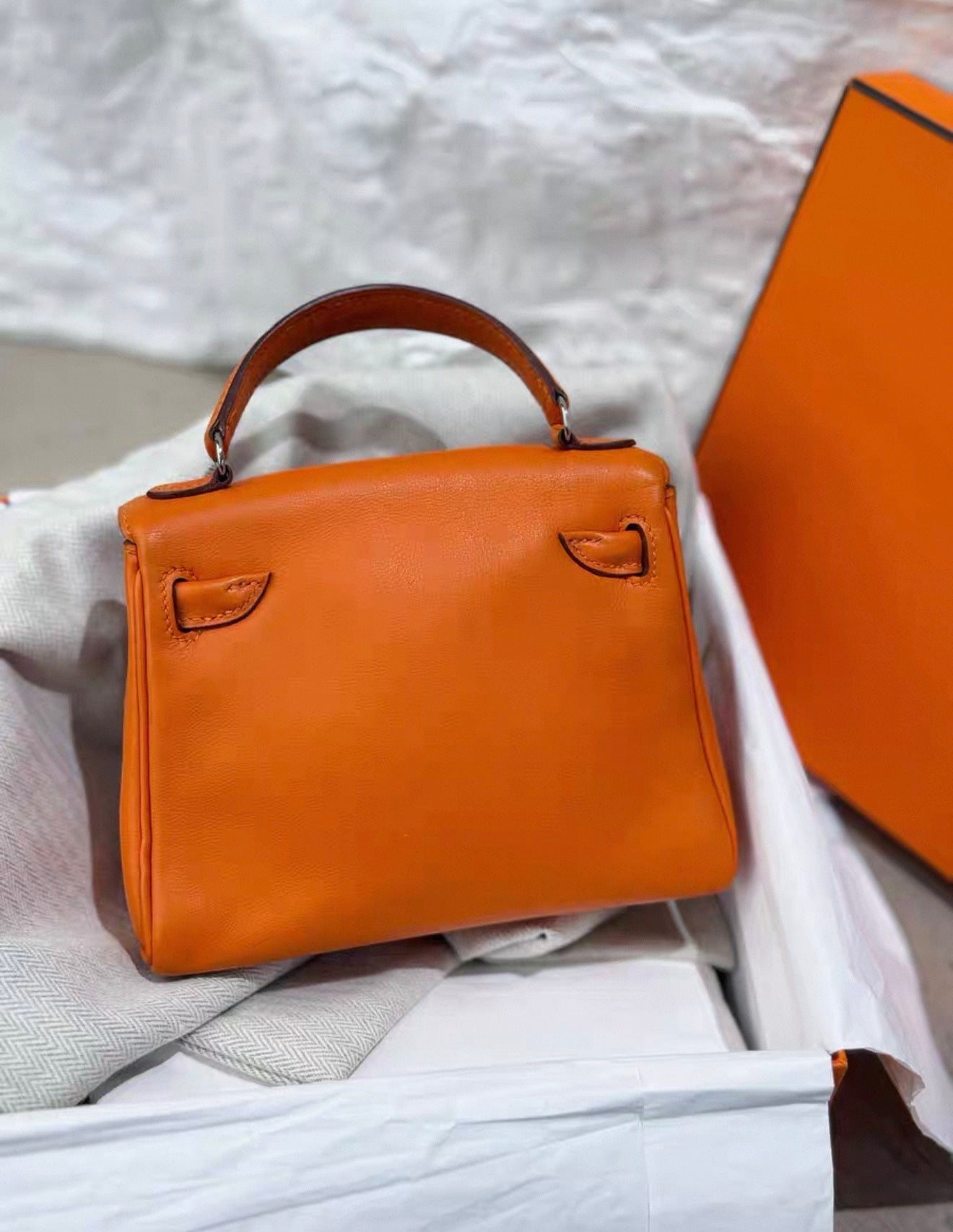 Hermès Kelly doll orange swift leather palladium hardware