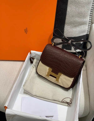 Hermès Constance 19 Porosus Crocodile Marron Gold Hardware
