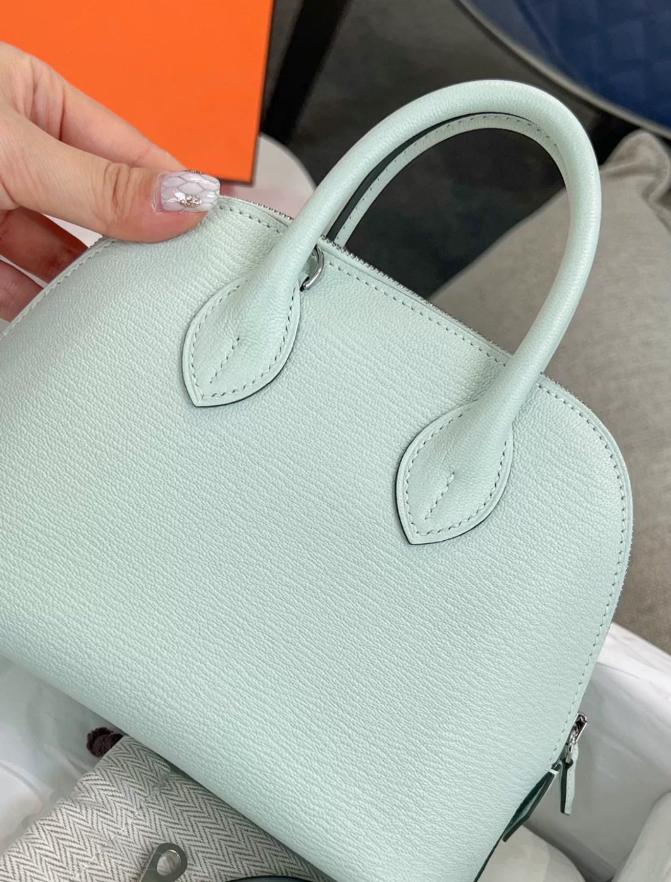 HERMÈS Mini Bolide 1923 Vert d’Eau Palladium hardware