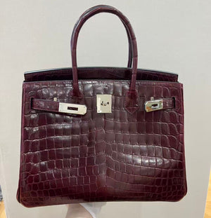 Hermes Birkin 30 Bordeaux shiny nilo palladium hardware