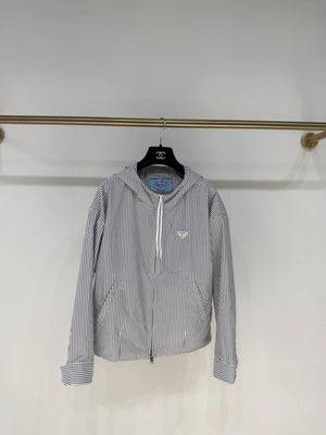 Prada Spring/Summer 2025 Hooded Striped Jacket with Triangle Logo