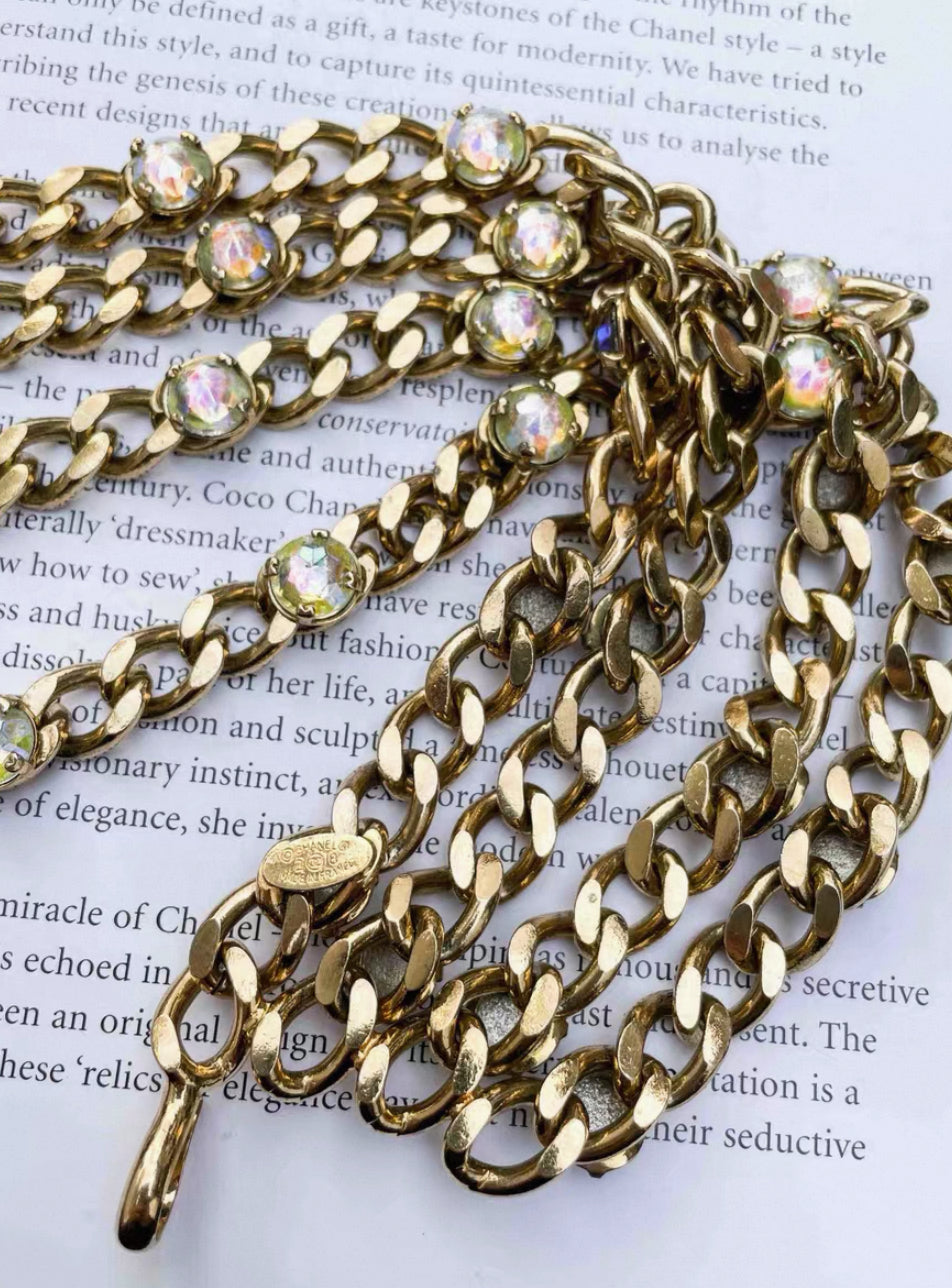 Vintage Chanel Dreamy Bubble Beaded Rhinestone Multi-Layer Waist Chain