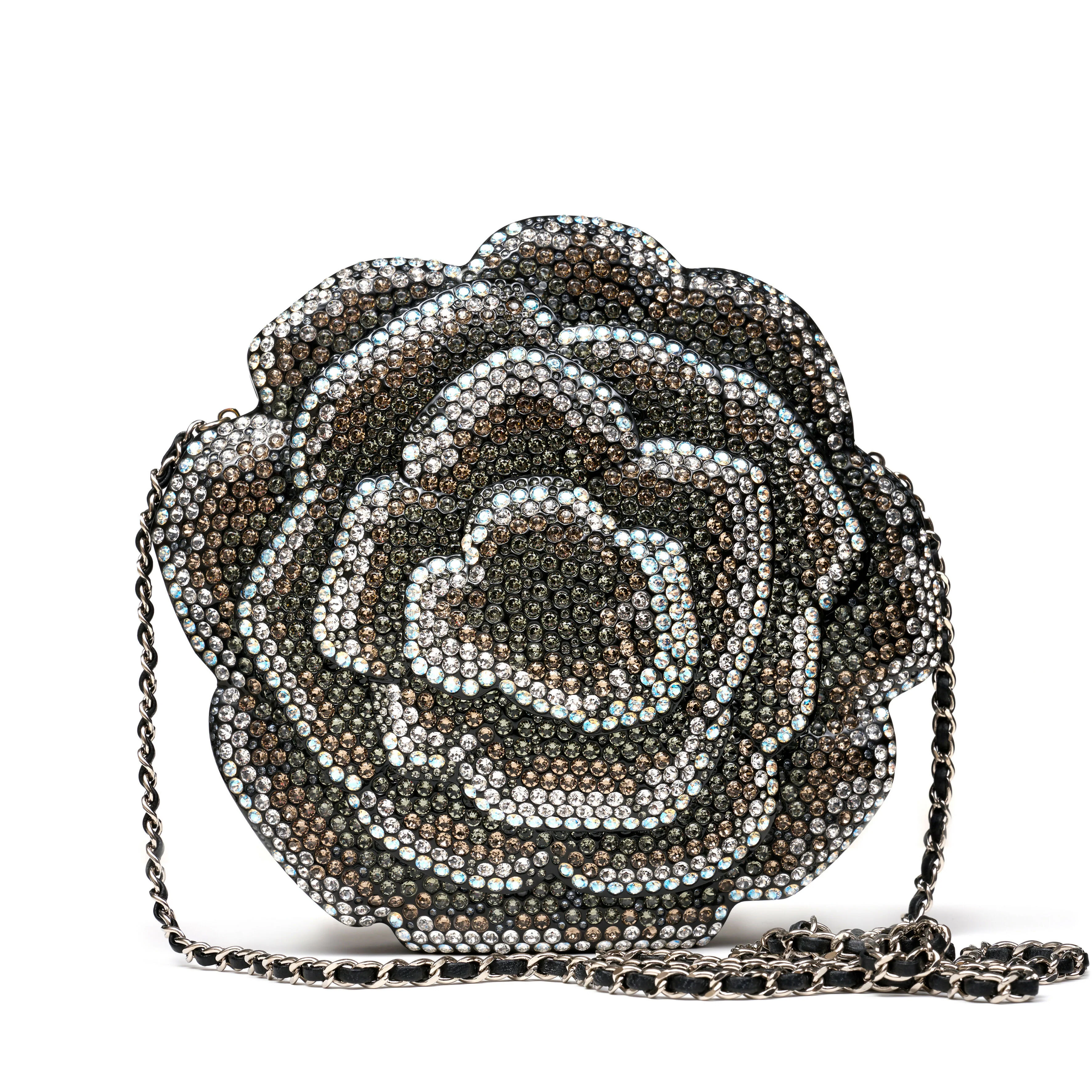 Chanel Strass & Resin Camellia Evening Clutch with Silver Hardware – Fall/Winter 2018 Runway