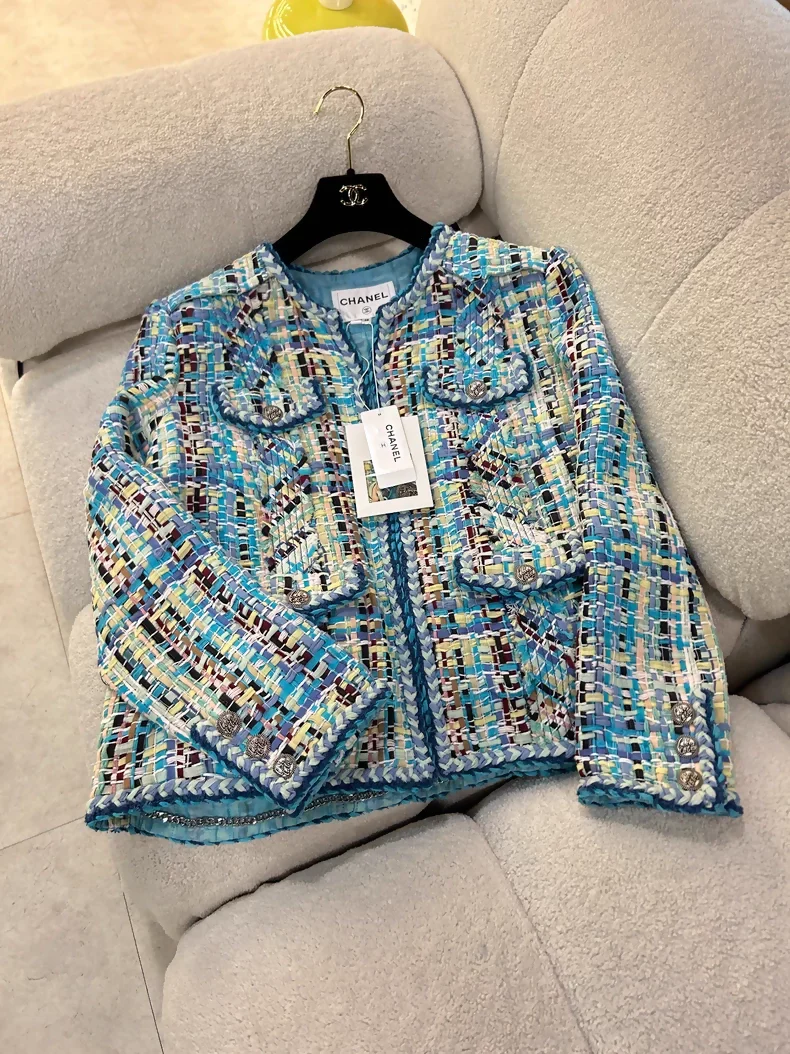 2017 Chanel Cuba Collection Blue tweed Jacket