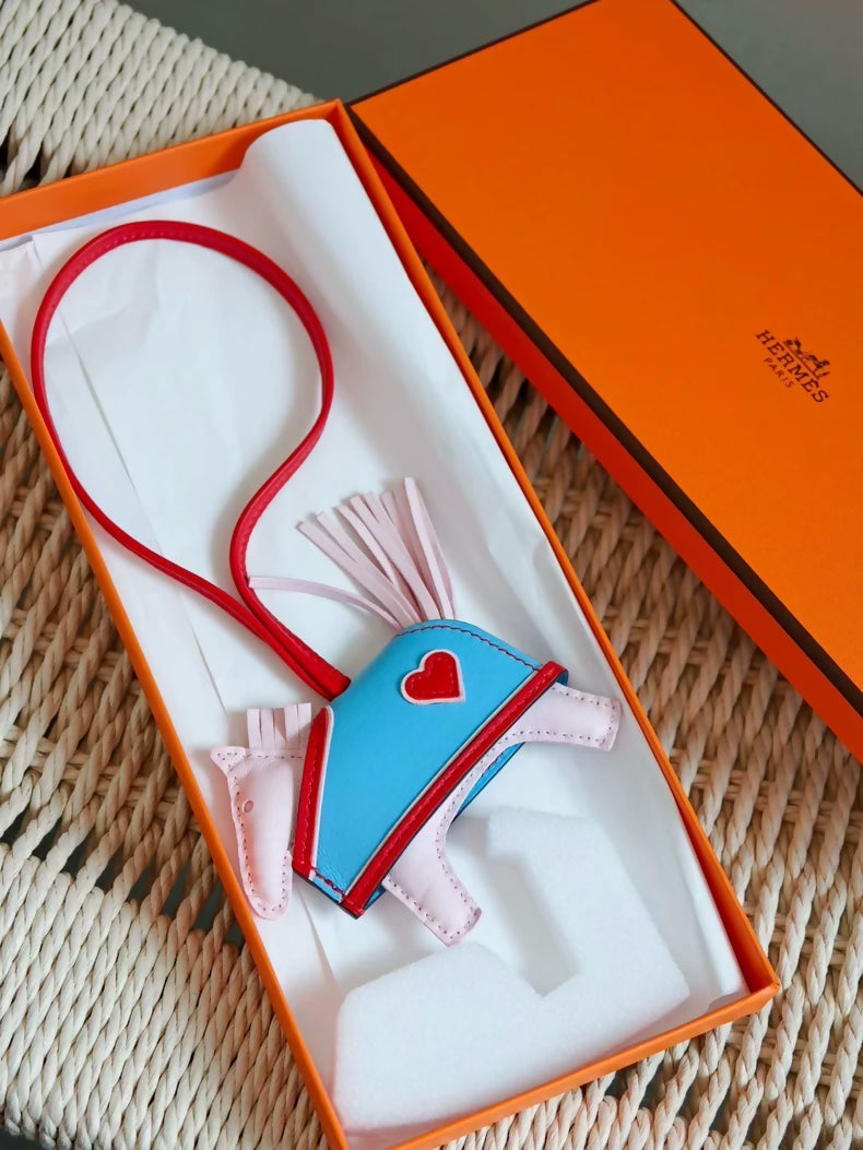 Hermes Milo Lambskin Grigri Rodeo Robeo Coeur Bag Charm PM Rose Darling Rouge Radieux Celeste