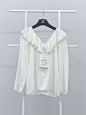 Chanel white silk top