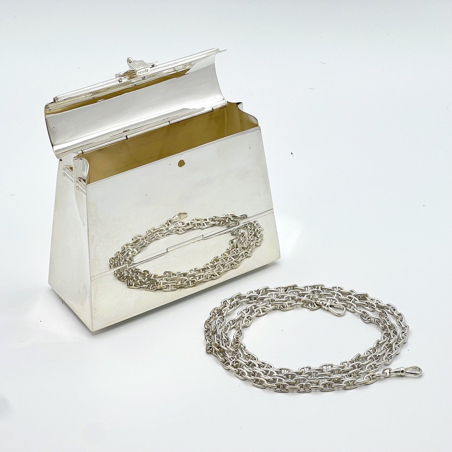 Ultra-Rare Hermes Kelly 15 Bag Sterling Silver Vintage Limited Edition Chaine D’Ancre Strap