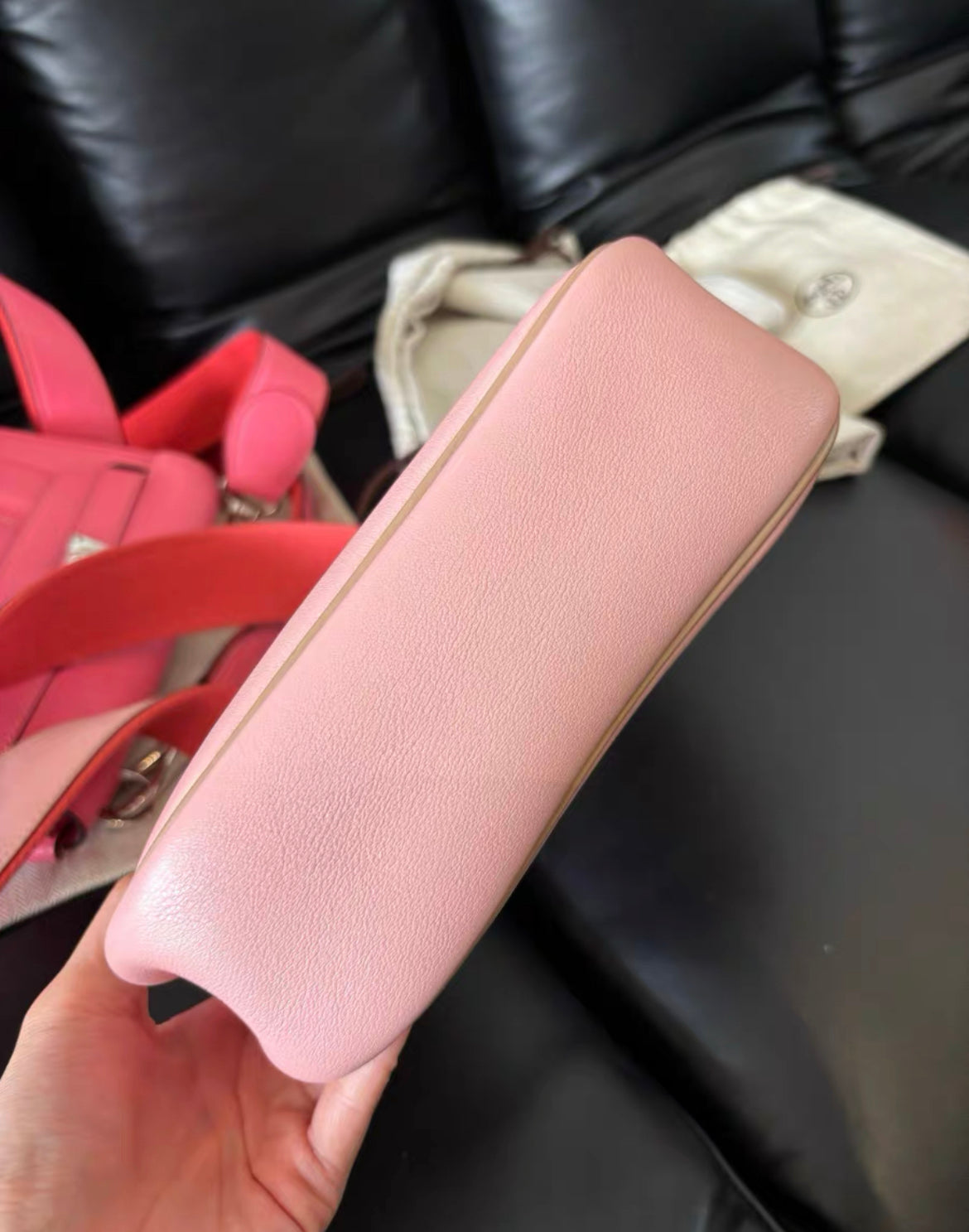 HERMES Swift Leather Mini Berline Shoulder Bag Cherry Blossom Pink