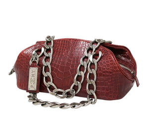 Rare Chanel 19A burgundy Alligator bag with silver hardware shoulder bag