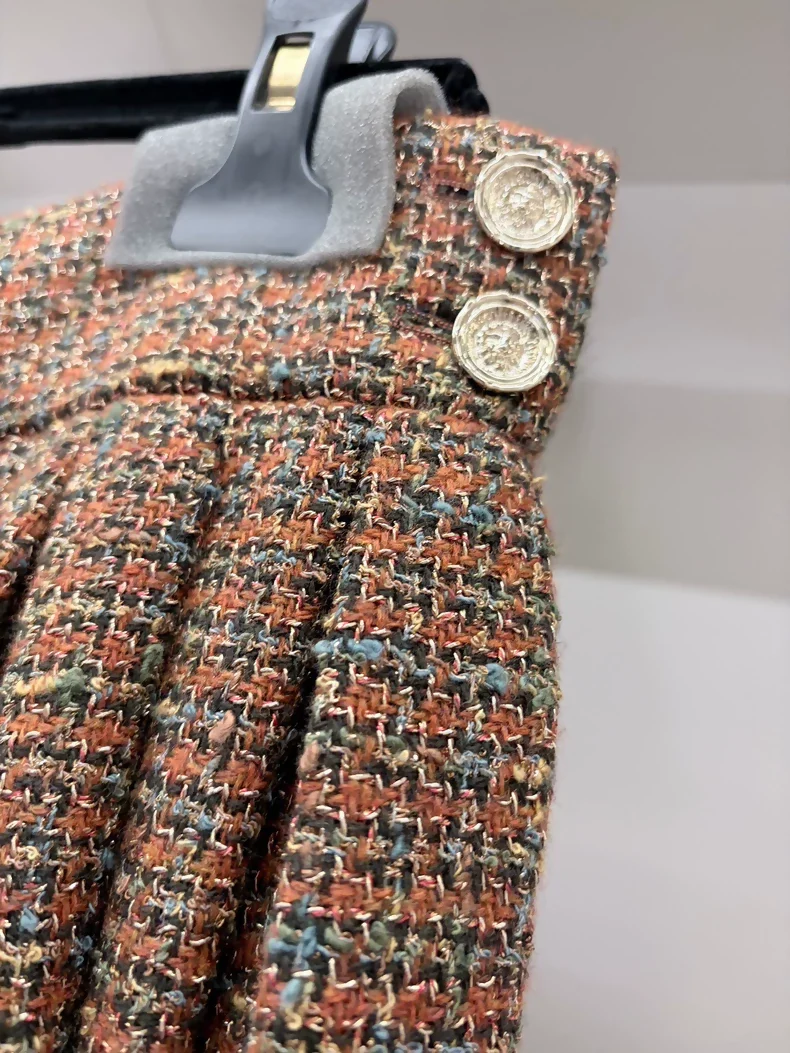 Chanel 25a Brown and Gold tweed Skirt