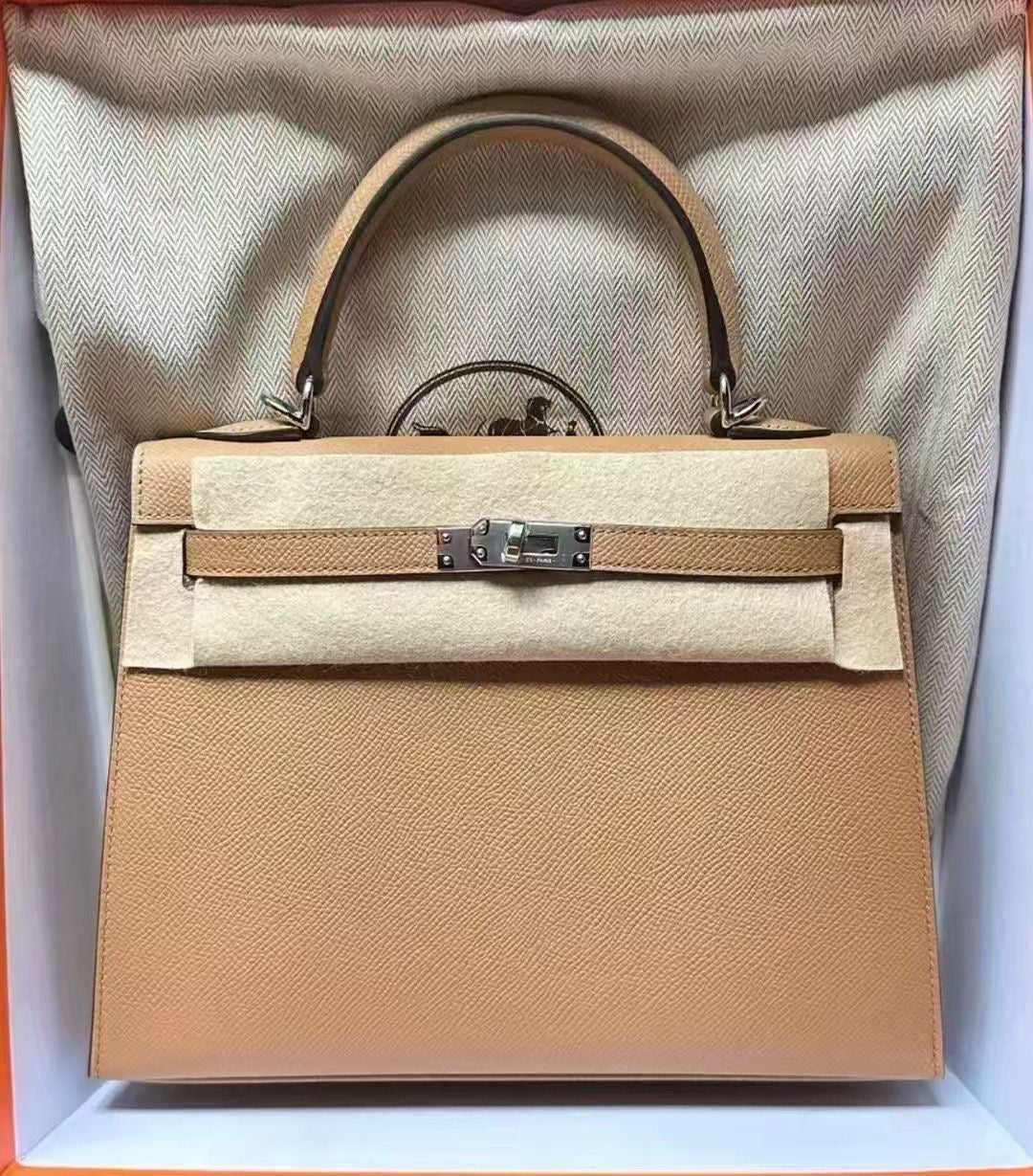 Hermes Kelly 25 Chai Epsom Leather Palladium Hardware