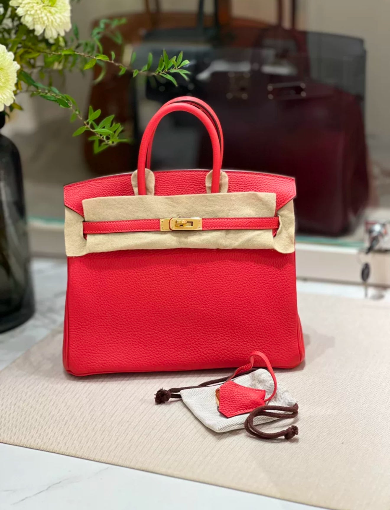HERMES BIRKIN 25 ROUGE DE COEUR TOGO LEATHER GOLD HARDWARE