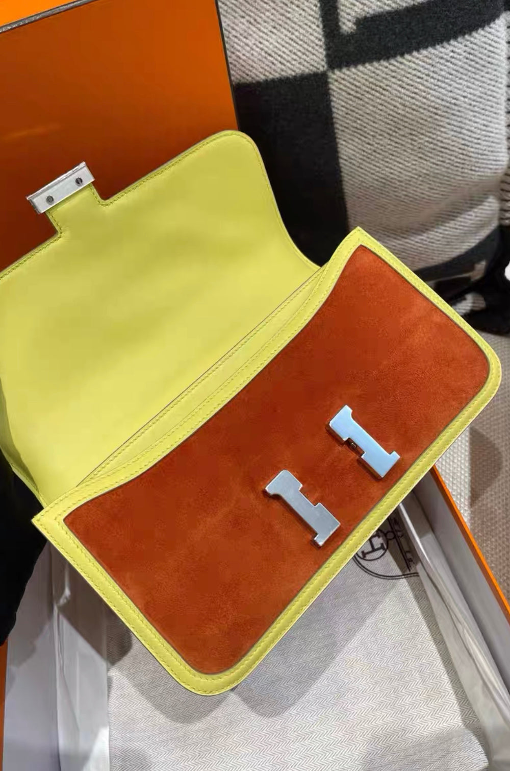Hermès Elan Orange/Yellow Doblis Palladium Hardware