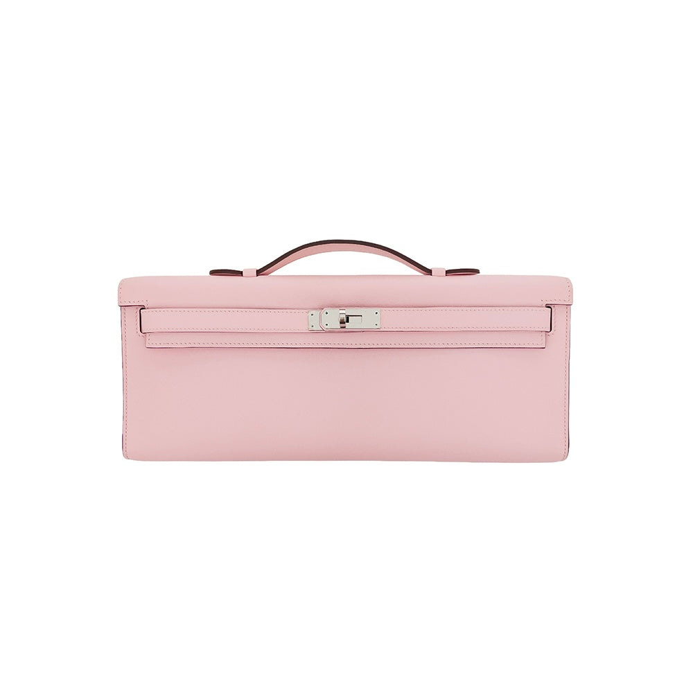Hermès Kelly cut Pink Rose Sakura Swift Leather Palladium Hardware